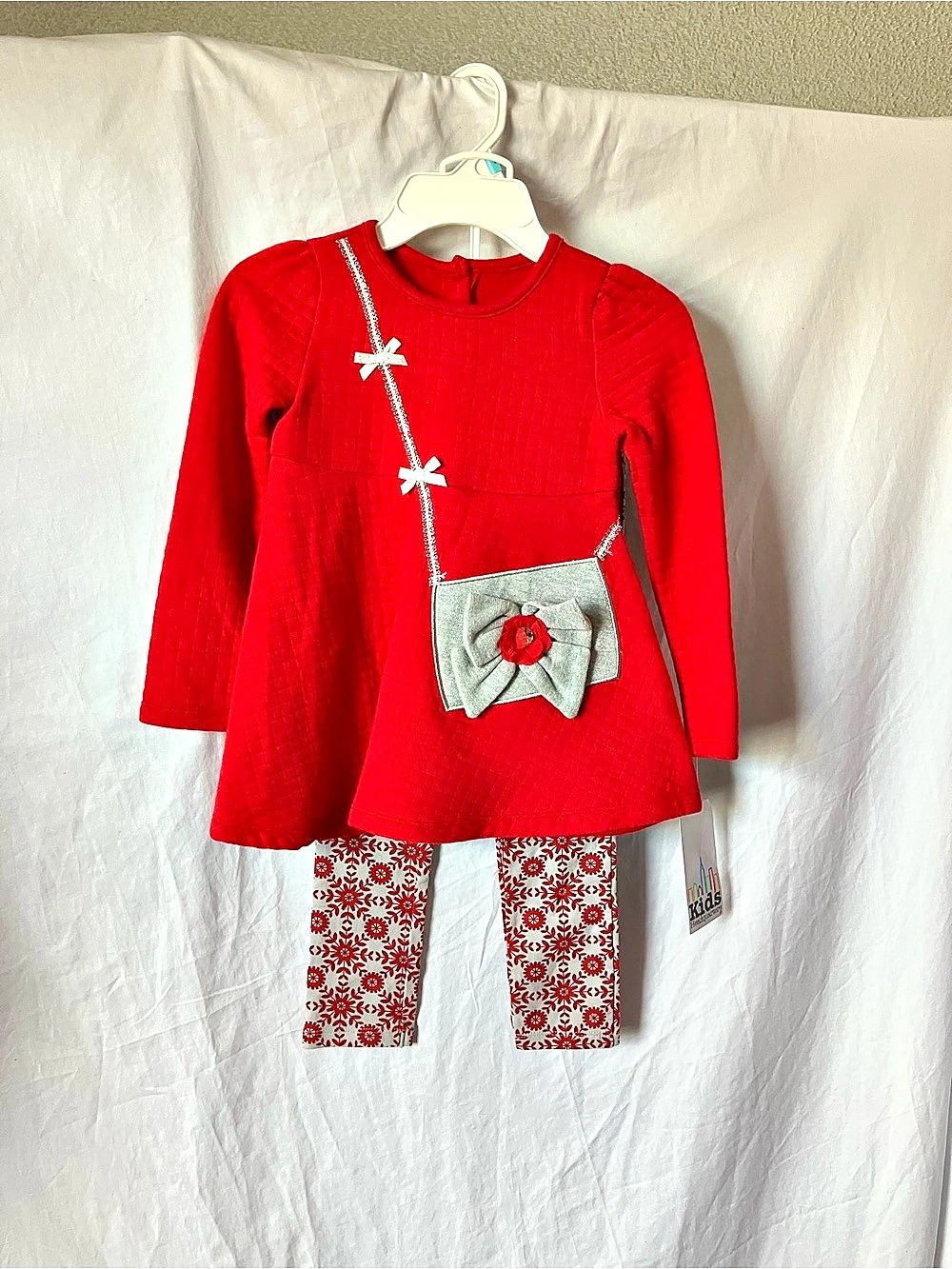 My Kids Headquarters 2-Piece Set Girls 5 Red Floral NWT